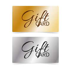 Gold and silver voucher or gift card, gold and silver discount certificate. A set of isolated templates for a gift coupon. Vector illustration