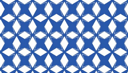 Geometric star pattern in blue and white