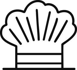 Simple chef hat icon in minimal line art style, vector cooking and culinary illustration representing restaurant, kitchen, chef uniform, and food service