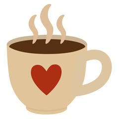 A cozy beige mug with a red heart brims with steaming coffee, simple, warm, and full of love. Perfect for chilly mornings, heartfelt moments, or a comforting break.