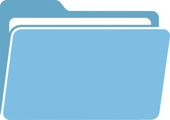 Open light blue folder icon symbolising digital data organization. Vector.