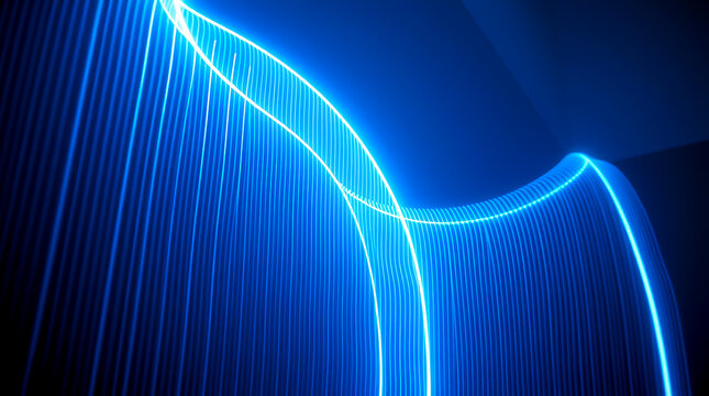 Stunning abstract blue light trails create a dynamic modern backdrop for technology innovation
