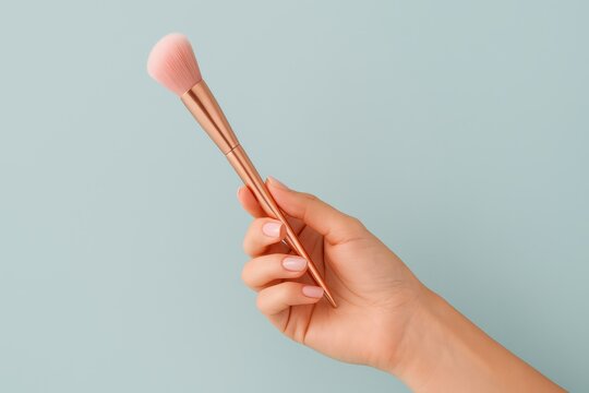 Makeup brush application beauty studio photography minimalistic close-up makeup artistry