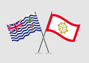 British Indian Ocean Territory and Sikkim vector flags with minimal international design