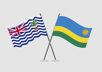 British Indian Ocean Territory and Rwanda vector flags with twin-flag composition