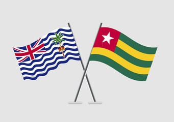 British Indian Ocean Territory and Togo vector flags with simple crossing alignment