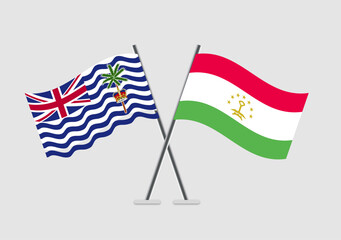 British Indian Ocean Territory and Tajikistan vector flags with isolated symmetrical design