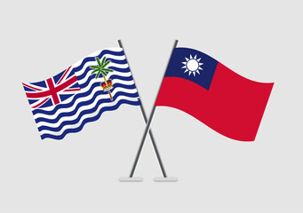 British Indian Ocean Territory and Taiwan vector flags shown with peaceful theme