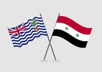 British Indian Ocean Territory and Syria vector flags crossing in simple elegance