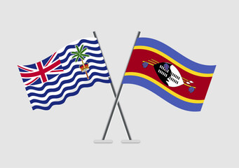 British Indian Ocean Territory and Swaziland vector flags in harmonious unity expression