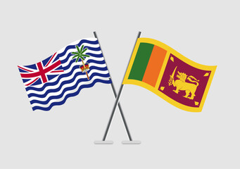 British Indian Ocean Territory and Sri Lanka vector flags styled in ceremonial layout