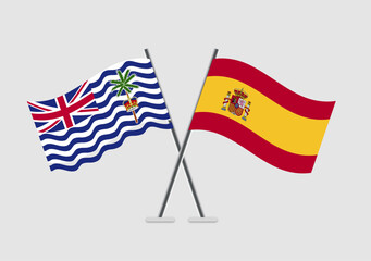 British Indian Ocean Territory and Spain vector flags showing agreement and unity