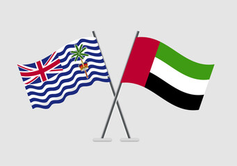 British Indian Ocean Territory and United Arab Emirates vector flags illustration with unity tone