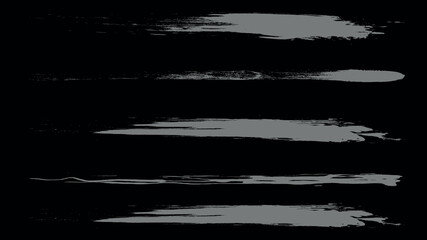 Stamp textures set on black background. Ink rollers, gray spots.