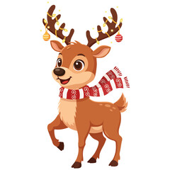 Cute Christmas Reindeer with Scarf