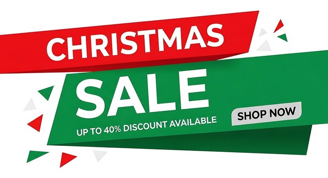 Christmas sale banner with up to 40% discount and shop now button