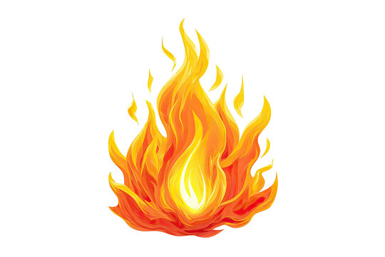 A cartoon-style depiction of flames, varying in shades of red and yellow against a black background