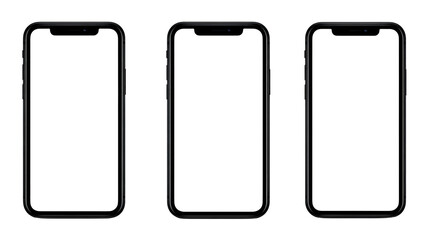 Smartphone frame blank screen modern mobile device isolated black border digital technology minimal design template front view empty display creative concept