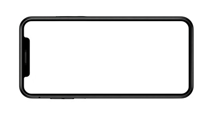 Fototapeta premium Smartphone frame black horizontal blank screen modern digital device technology isolated template empty display mobile touch screen minimal sleek contemporary portable communication gadget