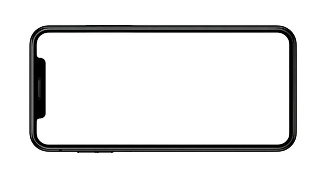 Smartphone frame black horizontal blank screen modern digital device technology isolated template empty display mobile touch screen minimal sleek contemporary portable communication gadget