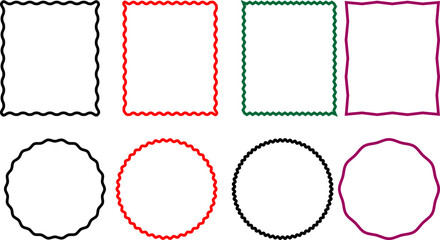Collection of decorative wavy line borders and frames illustration template