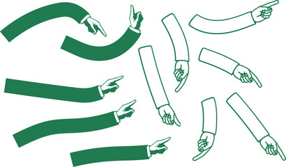 Pointing finger graphic illustration background vector pattern with green arms