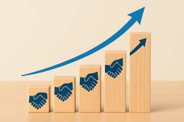 Business growth through partnerships in a positive environment graphical representation indoor view