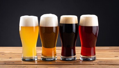 Aromatic Beers in Glassware Presenting a Diverse Palette of Shades and Textures