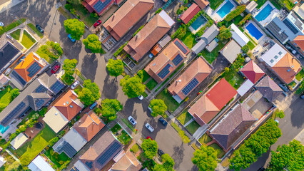 Aerial Panorama Drone View of a inner western Sydney Suburb of Ashbury Urban Sprawl and the...