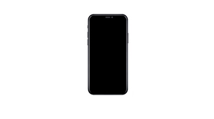 Naklejka premium Smartphone black isolated blank screen modern digital device touch screen mobile technology communication minimal design transparency background vertical orientation sleek portable wireless