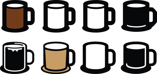 coffee mug silhouette style minimal vector art icon set illustration on a white background.
