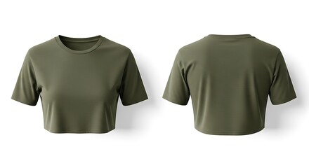 3D mockup of a army green color of crop top t-shirt