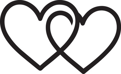 Two intertwining hearts create a timeless symbol of affection, unity, and everlasting love. This graphic representation captures the essence of connection and commitment.