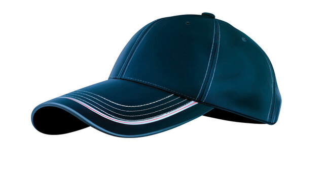 Dark blue baseball cap with curved brim, white and red accent lines, casual style, suitable for sports, outdoor activities, or fashion accessory, modern and sporty look