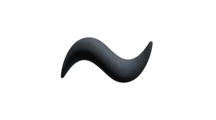 Curved black mustache isolated on transparent background, classic style facial hair, realistic texture, suitable for barbershop, grooming, or fashion design concepts