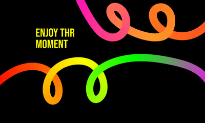 Enjoy the moment with vibrant colorful lines on a black background