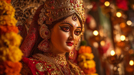 durga mata portrait at puja festival