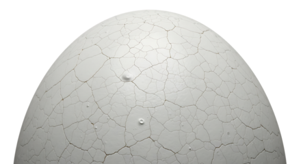 Cracked white egg shell surface on transparent background close up illustration
