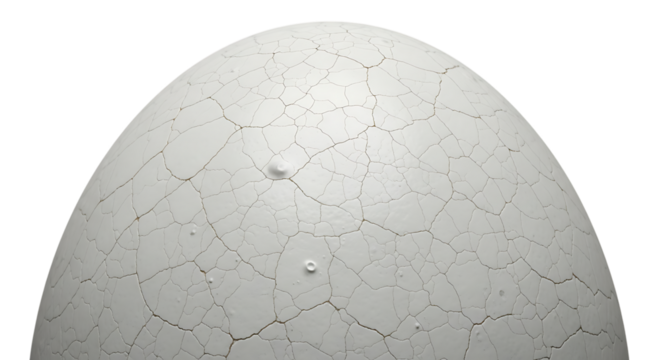 Cracked white egg shell surface on transparent background close up illustration