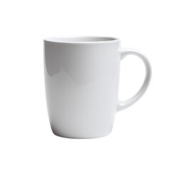 Simple white ceramic mug with a smooth, curved handle