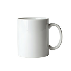 White ceramic mug with handle on black background
