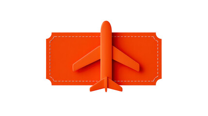 Airplane ticket travel journey vacation holiday flight tourism adventure booking. Airplane ticket with vibrant orange color symbolizing travel adventure and excitement for new journey or vacation