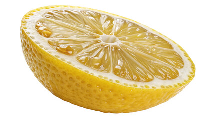 Half a ripe lemon with visible segments and texture, isolated on transparent background