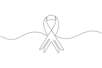 World aids day ribbon one line drawing minimalist style vector illustration
