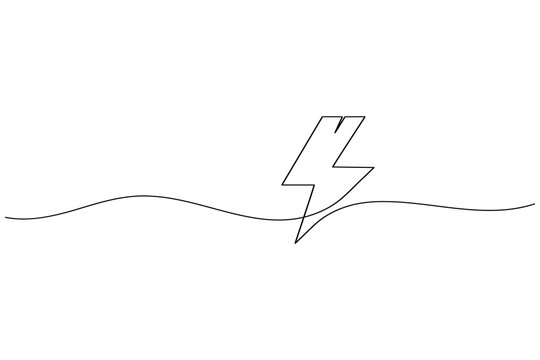 Lightning bolt single line drawing of energy bolt design symbol