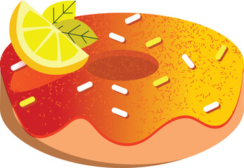 Sweet Donut With Lemon And Colorful Sprinkle Illustration Vector Graphics Clip Art Food Delicious Bakery Confectionery Dessert Snack Treats Gourmet