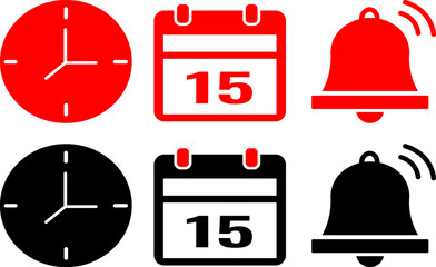 Time Management Appointment Reminder and Notification Icons set for Meetings