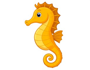Obraz premium Charming Cartoon Seahorse Illustration: A Vibrant and Playful Aquatic Creature