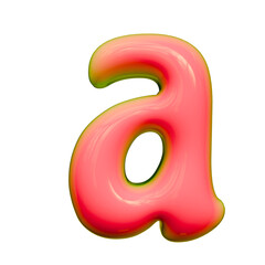 Alphabet, number and symbol 3d render word Neon Pink Glossy Bubble Form