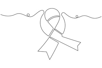Obraz premium World aids day ribbon one line drawing minimalist style vector illustration 